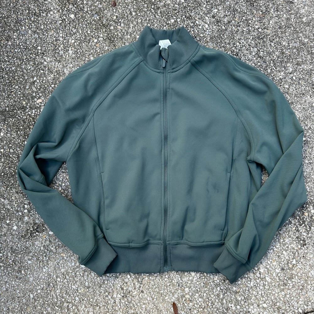 Lululemon Nulu Ribbed Knit Bomber Jacket Green Size 2